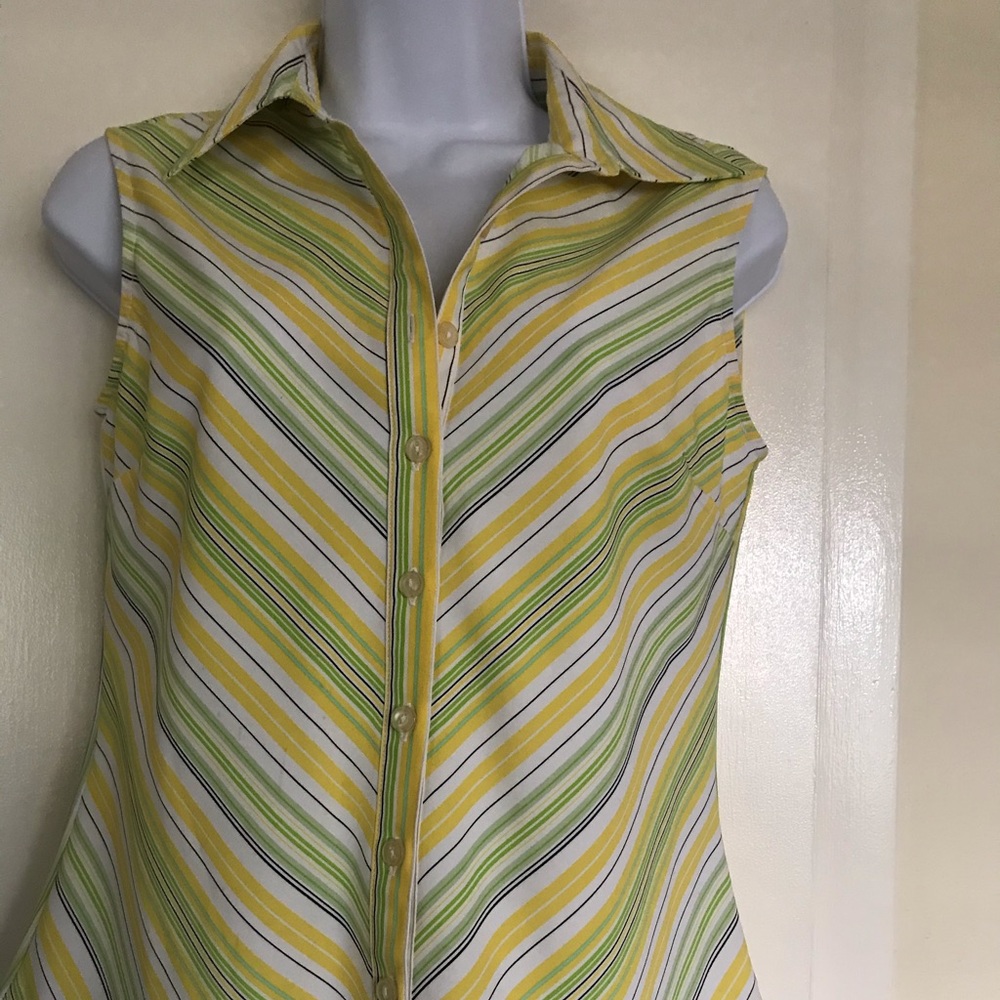 Ninety,Buttoned Blouse Size S,Multi Color Stripes - image 3
